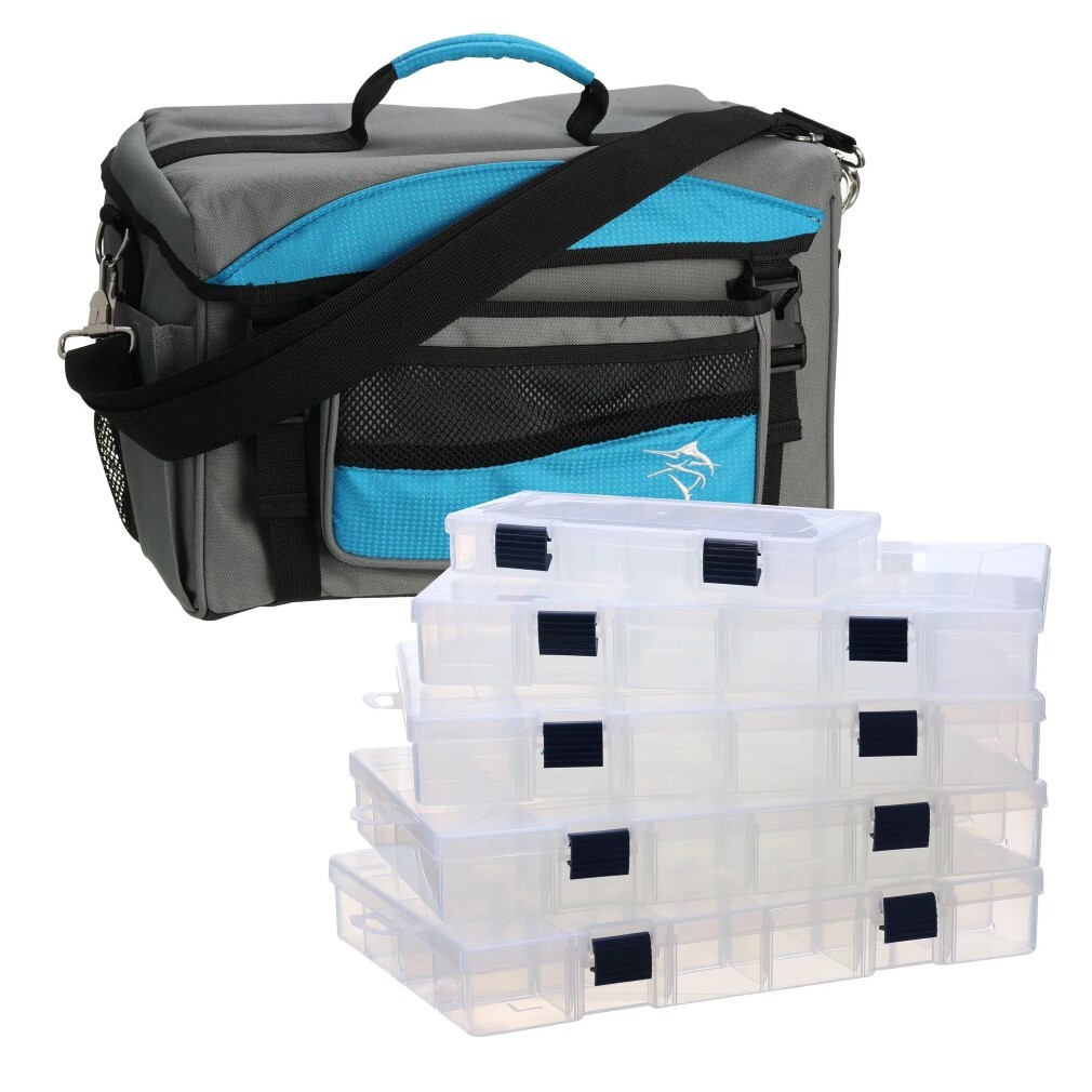 Jarvis Walker Large Fishing Tackle Bag With 5 Lure Trays - Fishing Lure Bag 1 Jarvis Walker Large Fishing Tackle Bag With 5 Lure Trays - Fishing Lure Bag